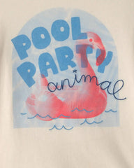 Toddler Boy 'Pool Party Animal' Flamingo Graphic Tee - Cream