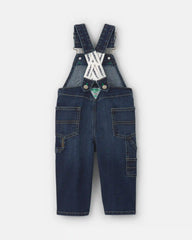 Baby Elastic Strap Denim Overalls - Dark Wash