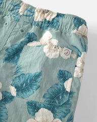 Boys Recycled Swim Trunks in Blue Hibiscus