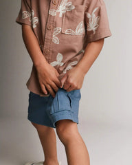 Toddler Boy Cargo Shorts with Zipper Pocket - Slate Blue