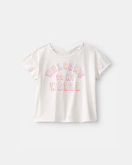 Girls 'Welcome to My World' Active Top - White