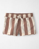 Baby Boy Recycled Swim Trunks in Brown Stripes