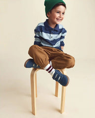 Toddler Boy Striped Long-Sleeve Henley T-Shirt - Navy Blue