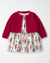 Baby Girl 2-Piece Organic Cotton Cardigan Dress Set in Nutcracker