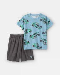 Boys 2-Piece Race Car Pajama Set - Blue/Black