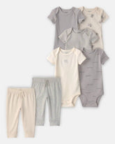 Baby 7-Piece Bodysuits & Pants Set - Grey/Ivory