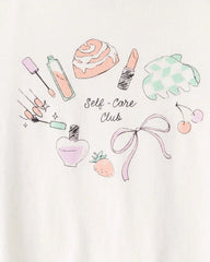Girls 'Self Care Club' Short-Sleeve Graphic Tee - Ivory