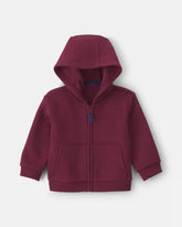 Baby Boy Fleece Zip-Up Hoodie - Burgundy