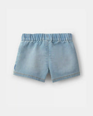 Baby Girl French Terry Knit Shorts - Light Wash