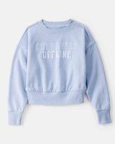 Kid Oversized "Currently Offline" Graphic Sweatshirt - Blue