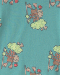 Toddler Boy Tree 100% Cotton Snug Fit 4-Piece Pajama Set - Green/Cream