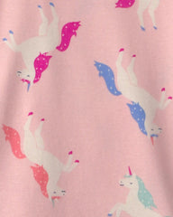 Baby Girl 4-Piece Unicorn 100% Cotton Snug Fit Pajama Set - Coral/Pink
