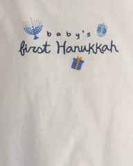 Baby 2-Piece 'Baby's First Hanukkah' Long-Sleeve Bodysuit & Pant Set - Blue/Cream