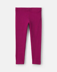 Toddler Girl Cotton Pull-On Stretch Leggings - Burgundy