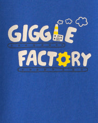 Baby Boy 'Giggle Factory' Long-Sleeve Graphic Bodysuit - Blue