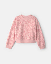 Girls Leopard Fleece Pullover Sweatshirt - Pink