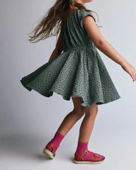Toddler Girl Avenue Twirl™ Dress in Dot Print - Olive