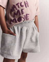 Toddler Girl Fleece Swing Shorts with Pockets - Heathered Grey