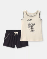 Toddler Girl 2-Piece Top & Short Set - Ivory/Black