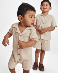 Toddler Boy 2-Piece Toucan Embroidered Button-Down Shirt & Short Set - Khaki