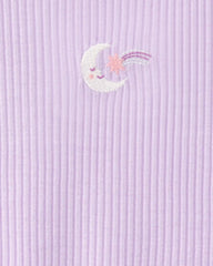 Toddler Girl Moon Rib Loose Fit 2-Piece Pajama Set - Purple