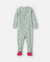 Baby Girl 1-Piece Apple Thermal Waffle Knit Footed Pyjama - Green
