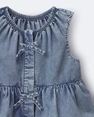 Toddler Girl Peplum Top in Chambray