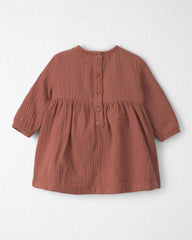 Baby Girl Organic Cotton Embroidered Gauze Dress