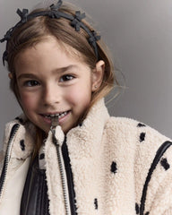 Toddler Girl Polka Dot Sherpa Jacket - Ivory