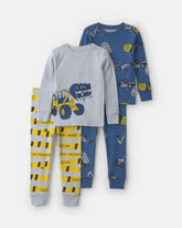 Toddler Boy 4-Piece Construction 100% Cotton Snug Fit Pajama Set - Blue/Green