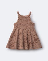 Toddler Girl Smocked Peplum Top in Dot Print - Tan