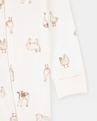 Baby Farm Animals Print 2-Way Zip PurelySoft Sleep & Play Pajamas - Ivory