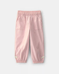 Toddler Girl Bow-Cuff Poplin Joggers - Pink