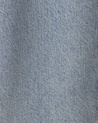 Boys Denim Hooded Button-Down Shirt - Indigo