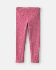 Toddler Girl Floral Cotton Pull-On Stretch Leggings - Pink