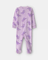 Toddler Girl 1-Piece Dino DreamPlush Snug Fit Footed Pajama - Purple