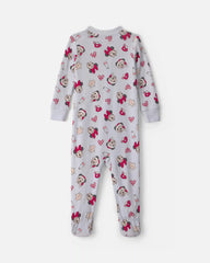 Baby 1-Piece Disney Mickey Mouse Christmas 100% Cotton Snug Fit Footed Pajama - Blue