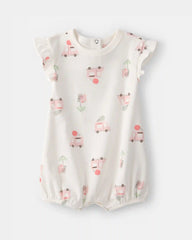 Baby Girl Ice Cream Truck Short-Sleeve Romper - White