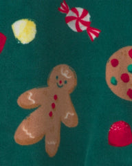Baby Christmas Gingerbread 2-Way Zip DreamPlush Sleep & Play Pajamas - Green