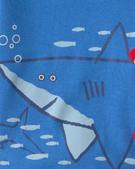Baby Boy Shark 100% Cotton Short-Sleeve Snug Fit 4-Piece Pajama Set - Blue