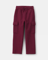 Boys Fleece Cargo Pants - Burgundy