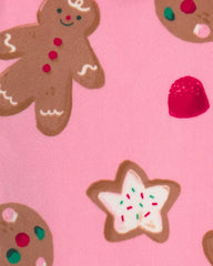 Toddler Girl 2-Piece Christmas Gingerbread DreamPlush Snug Fit Pajama Set - Pink
