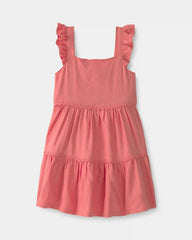Toddler Girl Ruffle-Sleeve Tiered Dress - Coral
