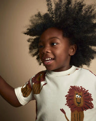 Toddler Relaxed Graphic Tee in Lion Print - Cream