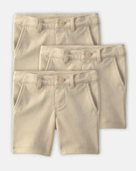 Toddler Girl 3-Pack Uniform Ponte Knit Shorts - Khaki