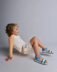 Toddler Boy Swim Trunks in Sandcastle Print - Cream