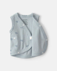 Baby Boy Train Side-Snap Tank - Blue