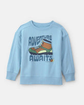 Boys 'Adventure Awaits' French Terry Pullover Sweatshirt - Blue