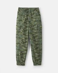 Boys Camo Cargo Joggers - Olive Green