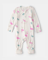 Baby Girl Flamingo PurelySoft 2-Way Zip Sleep & Play Pajamas - Ivory